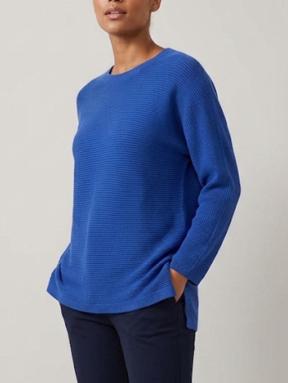 J. Jill Blue Knit Textured Tunic Sweater